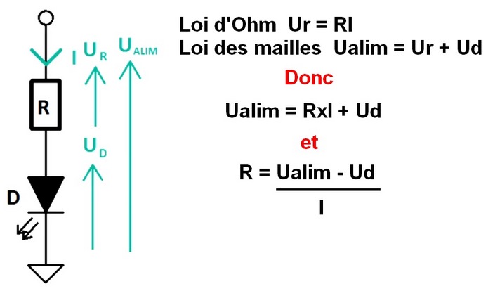 Comment dimensionner le résistor en série avec une DEL